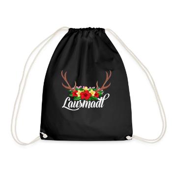 Damen Lausmadl Geweih Hirsch Blumen Bayrisch - Turnbeutel - Schwarz - Vorne