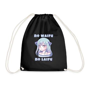 No Waifu No Laifu - Kawaii Anime Neko Girl - Turnbeutel - Schwarz - Vorne