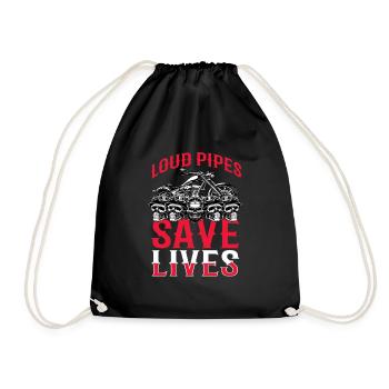 Loud Pipes Save Lives Biker Motorcycle Chopper Bike - Drawstring Bag - black - Front