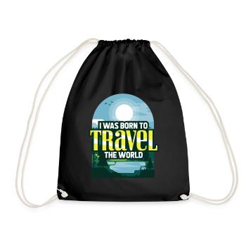 to travel - Drawstring Bag - black - Front