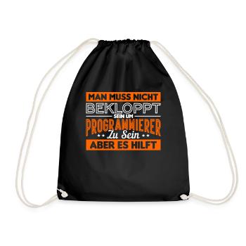 Programmierer Informatiker Geek Lustiger Spruch - Turnbeutel - Schwarz - Vorne