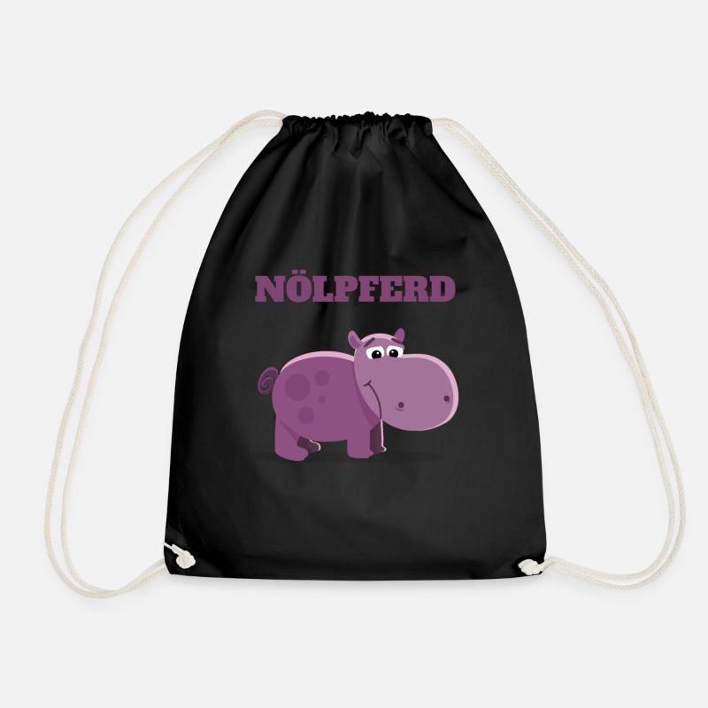 Nölpferd - Lustiges Nilpferd Wortspiel Sprüche - Turnbeutel - Schwarz