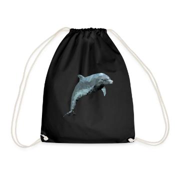 Dolphin - polygon / triangle - Drawstring Bag - black - Front