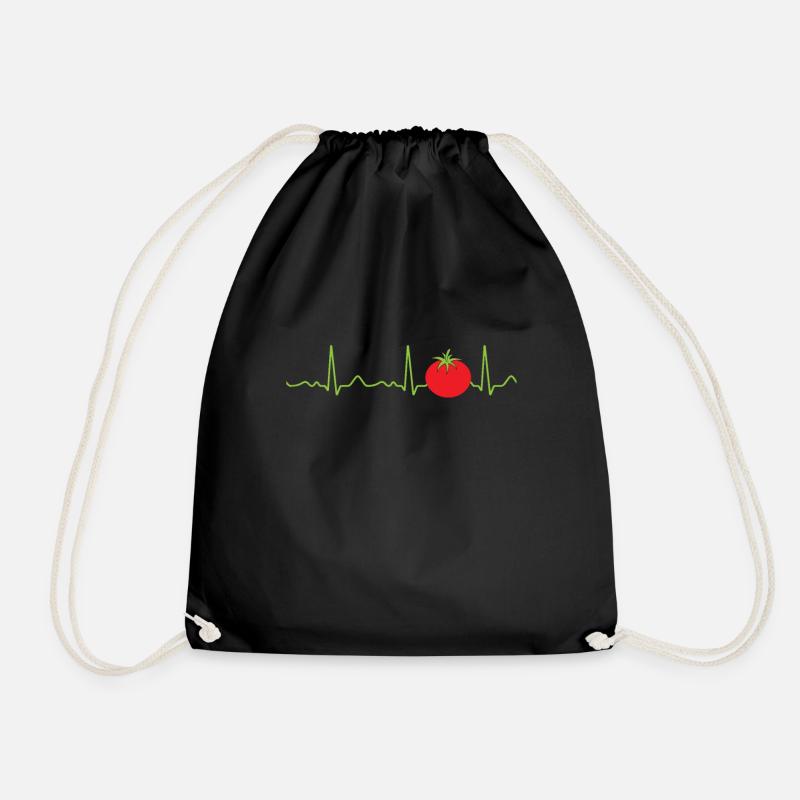 Tomate - Herzlinie, Herzschlag, Puls, Kardio, EKG - Turnbeutel - Schwarz