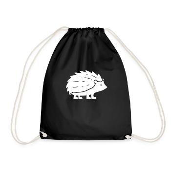 Hérisson - blanc, dessin simplifié - Sac de sport léger - noir - Devant