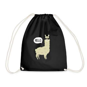 Llama - HELLO llama with sunglasses - Drawstring Bag - black - Front