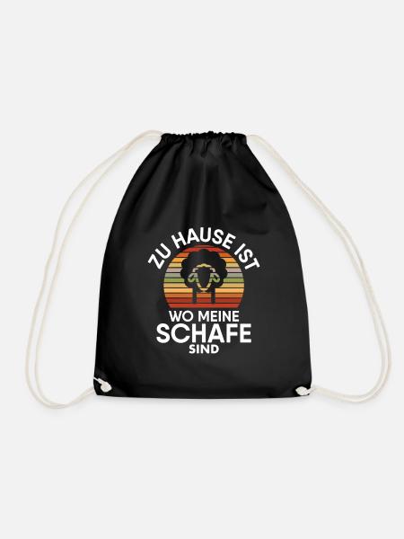 Zuhause ist wo meine Schafe sind Lustiges Schaf - Turnbeutel - Schwarz