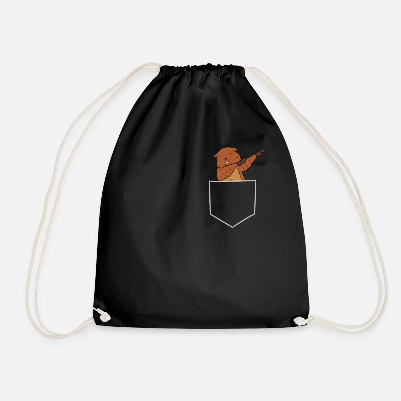 Lustiger Dabbing Biber in Tasche Biber - Turnbeutel - Schwarz
