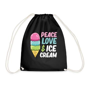 Sommer Eiscreme Kinder Frieden Liebe und Eiscreme - Turnbeutel - Schwarz - Vorne