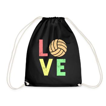 Volleyball Liebe Volleyball - Turnbeutel - Schwarz - Vorne