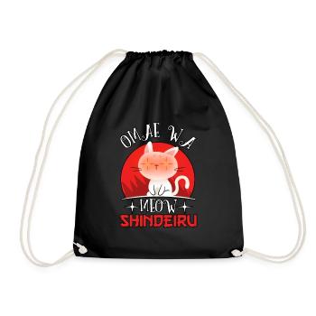 Omae Wa Mou Shindeiru Anime Meme Kawaii Cute Cat - Drawstring Bag - black - Front