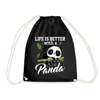 Life Is Better With A Panda - Drawstring Bag - black - Front