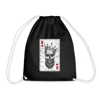 Herzbube Skull Heart Crown Card Poker - Drawstring Bag - black - Front