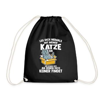 Katzen lustiger Katzenspruch für Katzenliebhaber - Turnbeutel - Schwarz - Vorne