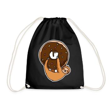 Funny Donuts Sloths Sloth With Donut - Drawstring Bag - black - Front