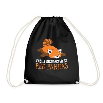 Easily Distracted By Red Pandas - Drawstring Bag - black - Front