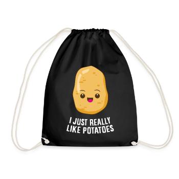 I Just Really Like Potatoes T-Shirt - Drawstring Bag - black - Front