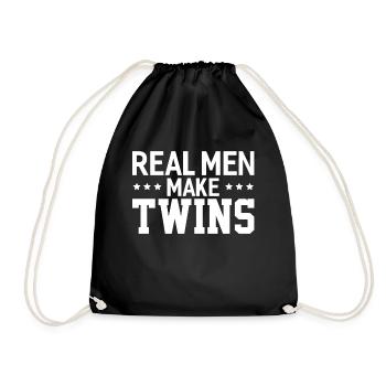 Real Men Make Twins Dad Of Twins - Drawstring Bag - black - Front