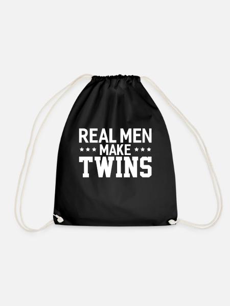 Real Men Make Twins Dad Of Twins - Drawstring Bag - black