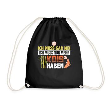 Koi Fan Kois Koifisch Zuchtkarpfen Geschenk - Turnbeutel - Schwarz - Vorne
