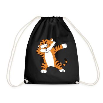 Dabbender Tiger Lustiges Dabbing Tiger - Turnbeutel - Schwarz - Vorne