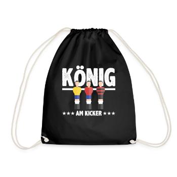 Tischkicker Tischfußball Tischfußballer Geschenk - Turnbeutel - Schwarz - Vorne