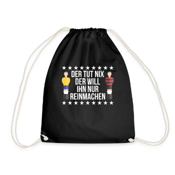 Tischkicker Tischfußball Tischfußballer Geschenk - Turnbeutel - Schwarz - Vorne