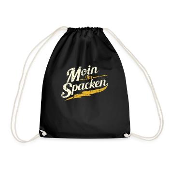 Moin Ihr Spacken Retro Spruch - Turnbeutel - Schwarz - Vorne
