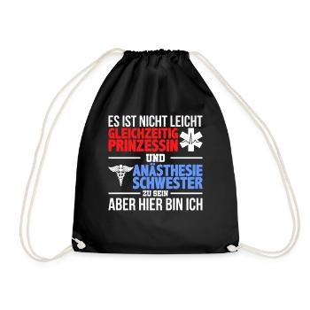 Anästhesie Pflegekraft Krankenpflege Geschenk - Turnbeutel - Schwarz - Vorne
