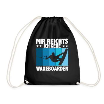 Wakeboarding Wakeboard Wakeboarden Geschenk - Turnbeutel - Schwarz - Vorne