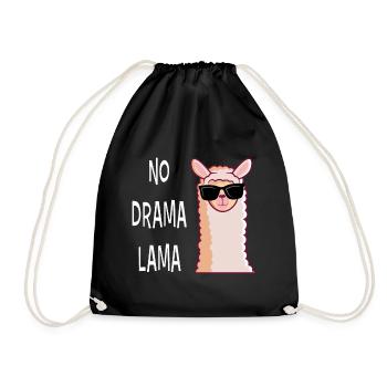 No Drama Lama Funny Gift - Drawstring Bag - black - Front