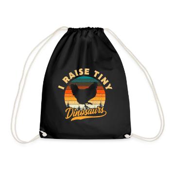 I Raise Tiny Dinosaurs Funny Chicken Gift - Drawstring Bag - black - Front
