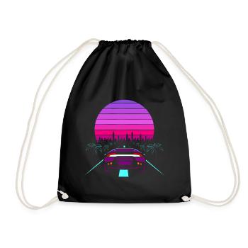 Retro Wave Sport Auto 80s gift - Drawstring Bag - black - Front