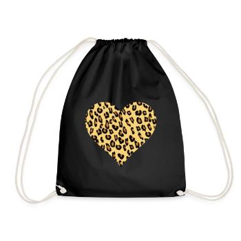 Léopard léopard éventail coeur motif léopard - Sac de sport léger - noir - Devant