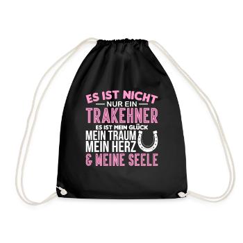 Trakehner Pferdebesitzer Pferde Reiter Geschenk - Turnbeutel - Schwarz - Vorne