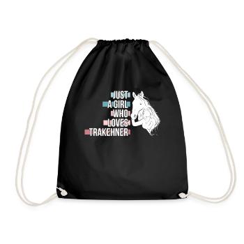 Trakehner Pferd Pferde Reiter Geschenk - Turnbeutel - Schwarz - Vorne