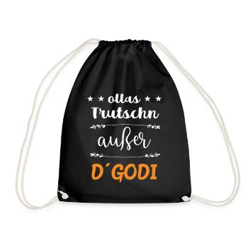 Godi Firmgodi Taufgodi Geschenkidee - Turnbeutel - Schwarz - Vorne