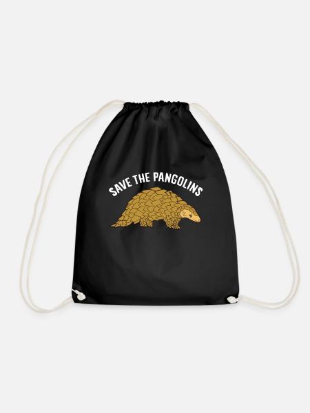 Save The Pangolins Cute Pangolin Lover Gift - Drawstring Bag - black