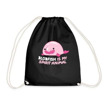 Blobfish Is My Spirit Animal Funny Blobfish Meme - Drawstring Bag - black - Front