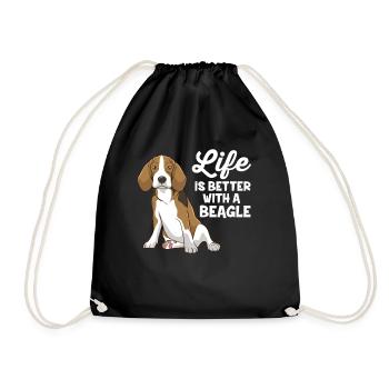 Funny Beagle Dog Life Is Better With A Beagle - Drawstring Bag - black - Front