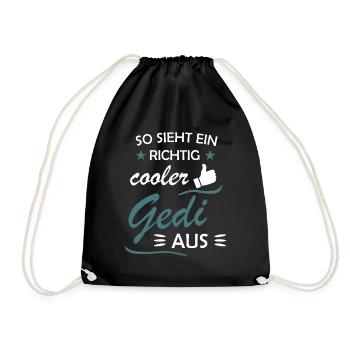 Gedi Firmged Taufged Geschenkidee - Turnbeutel - Schwarz - Vorne