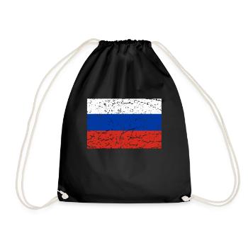 Russian flag russia moscow gift travel - Drawstring Bag - black - Front