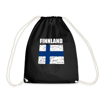 Finland flag Scandinavia Helsinki travel vacation - Drawstring Bag - black - Front