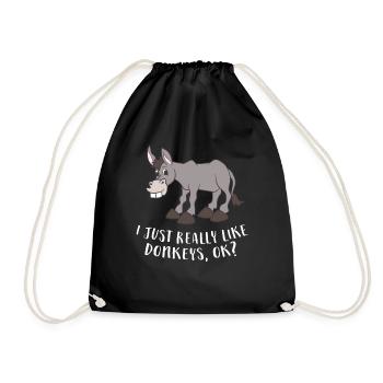 Funny Donkey I Just Really Like Donkeys - Drawstring Bag - black - Front