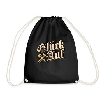 Glück Auf! Schlägel und Eisen Bergmann Geschenke - Turnbeutel - Schwarz - Vorne