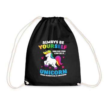 Einhorn Mädchen Geschenk Sei Immer Ein Einhorn - Turnbeutel - Schwarz - Vorne