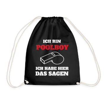 Poolboy Bademeister Badewart Geschenkidee - Turnbeutel - Schwarz - Vorne