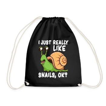 I Just Really Like Snails, Ok Funny Snail Lover - Drawstring Bag - black - Front