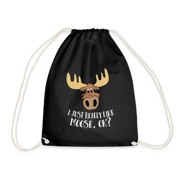 I Just Really Like Moose Okay Canadian Moose - Drawstring Bag - black - Front