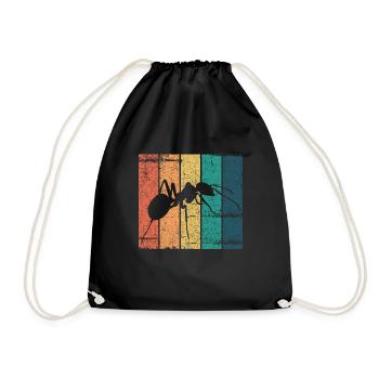Retro Ameisen Design Insekten - Turnbeutel - Schwarz - Vorne